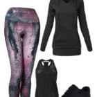 Leggings Red Abstract Art Leggings Outfit Ideas 2