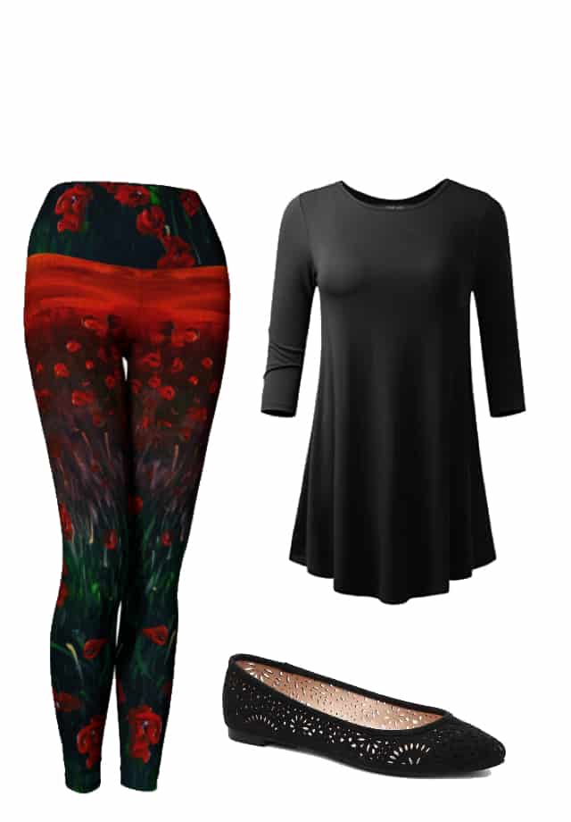 CTOITLKF Workout Leggings, Red Poppy Flowers Yoga Pants, High