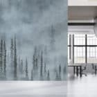 Murals Foggy Grey Forest Landscape Wall Mural 2