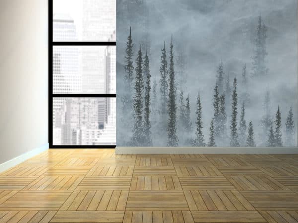 Murals Foggy Grey Forest Landscape Wall Mural 3