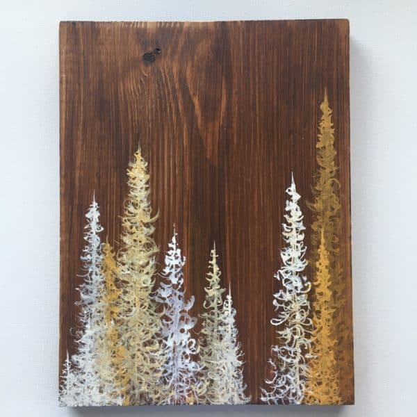 Original Painting Trees on Wood 1 2