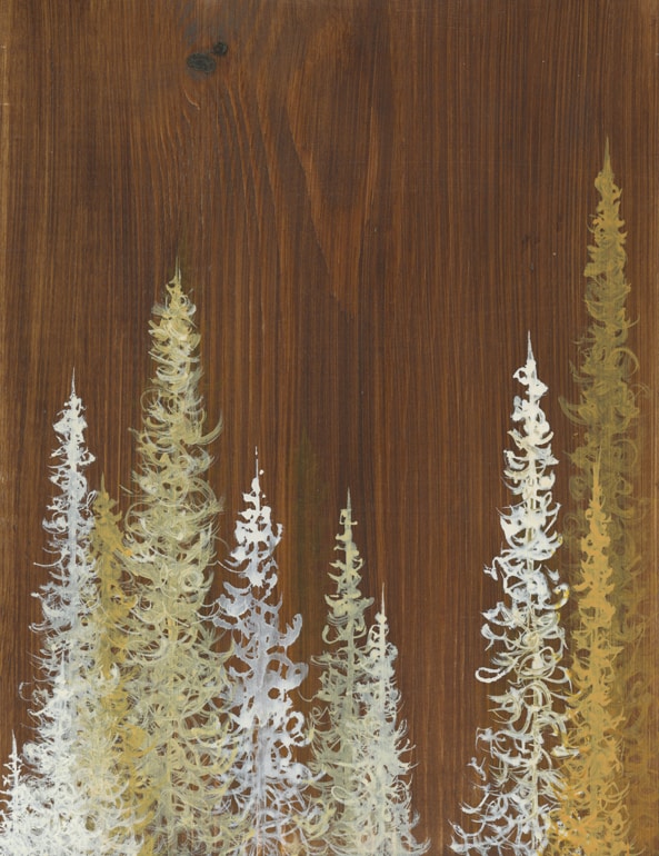Original Painting Trees on Wood 1 3