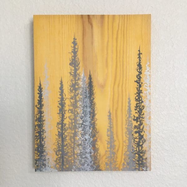 Original Painting Trees on Wood 11 4