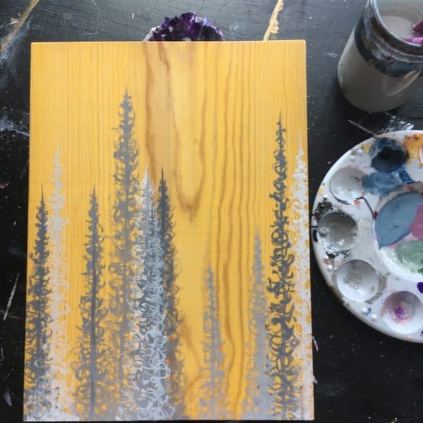 Original Painting Trees on Wood 11 6
