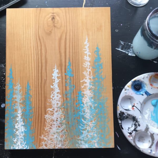 Original Painting Trees on Wood 2 3 1