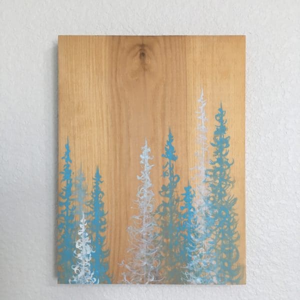 Original Painting Trees on Wood 2 5 1