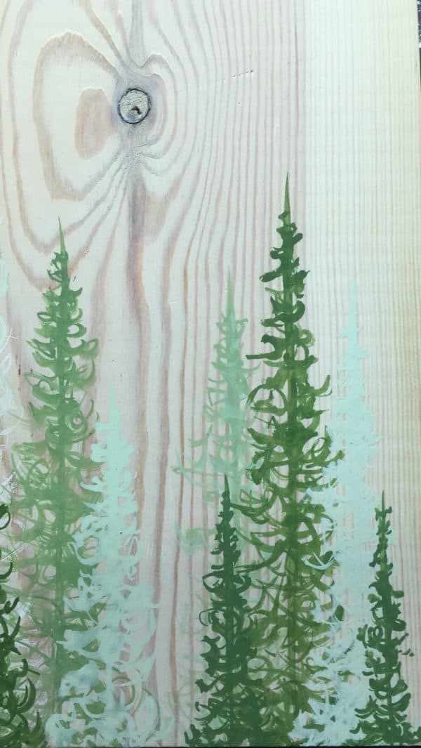 Original Painting Trees on Wood 3 1