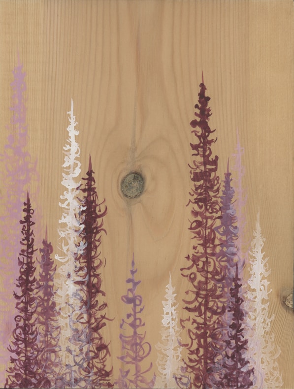 Original Painting Trees on Wood 5 3 1