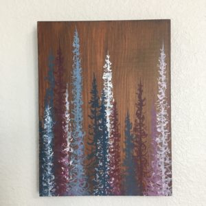 Original Painting Trees on Wood 8 5 1